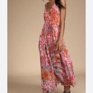 new FREE PEOPLE JULIANNA floral tiered maxi dress xs
